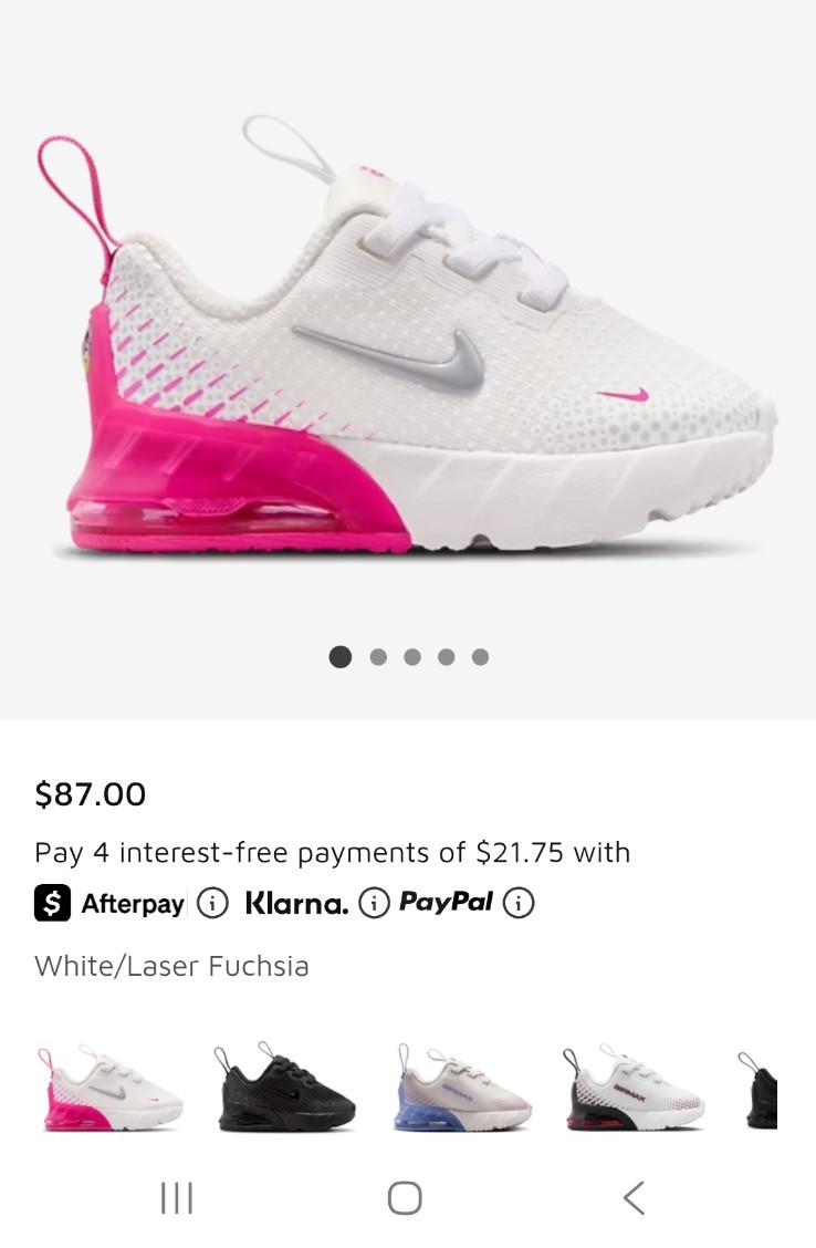 Nike Air Max Phoenix Toddler Sneakers Size 12 White Pink Gray Mesh Rubber