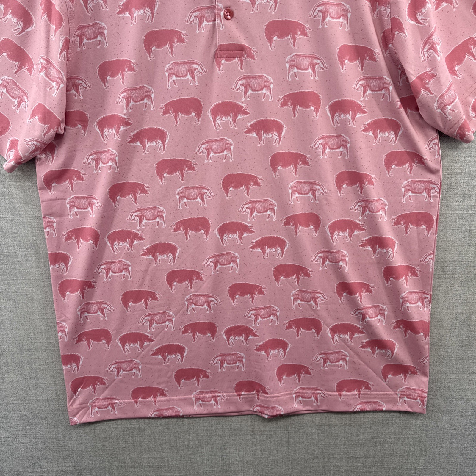 Waggle Polo Shirt Mens Large Pink Hog Heaven Pigs Golf Stretch Outdoor NWI