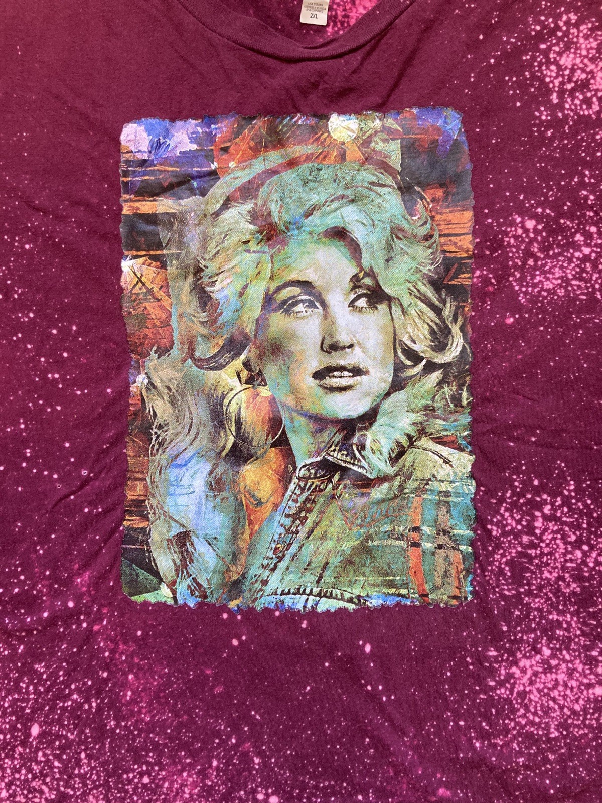Dolly Parton Iron On Transfer 2XL Vintage Portrait T-Shirt Bleach Splatter