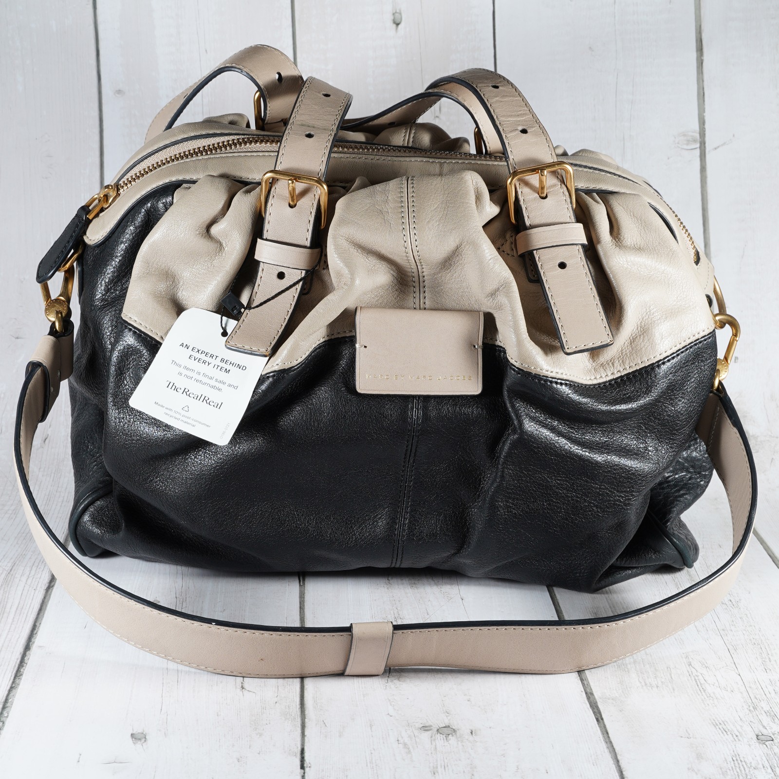 Women’s Marc Jacobs Bicolor black and beige leather satchel bag
