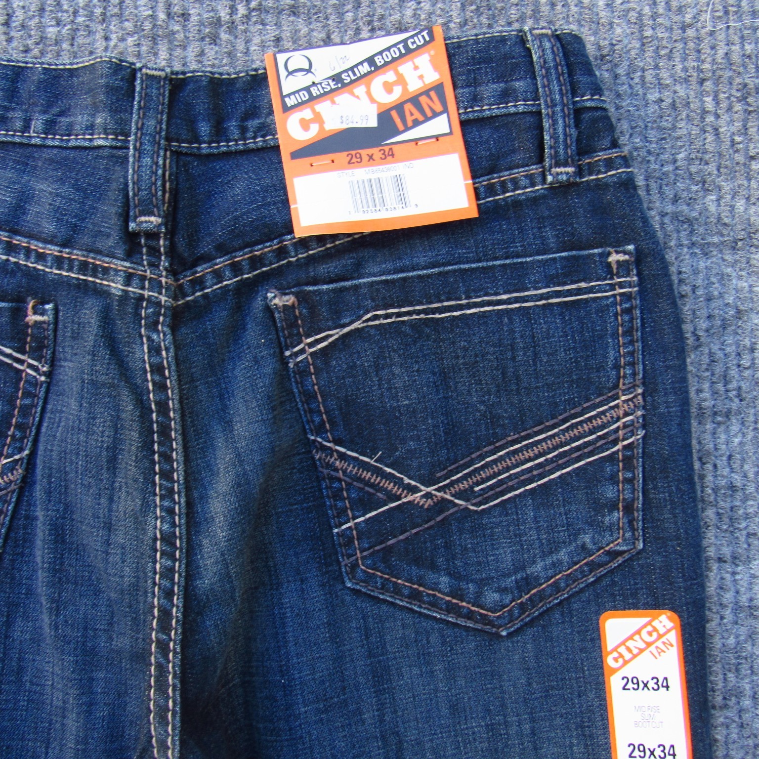 Cinch Men’s Ian Slim Fit Jeans Dark Stonewash Size 29×34 Cotton Blend NWT
