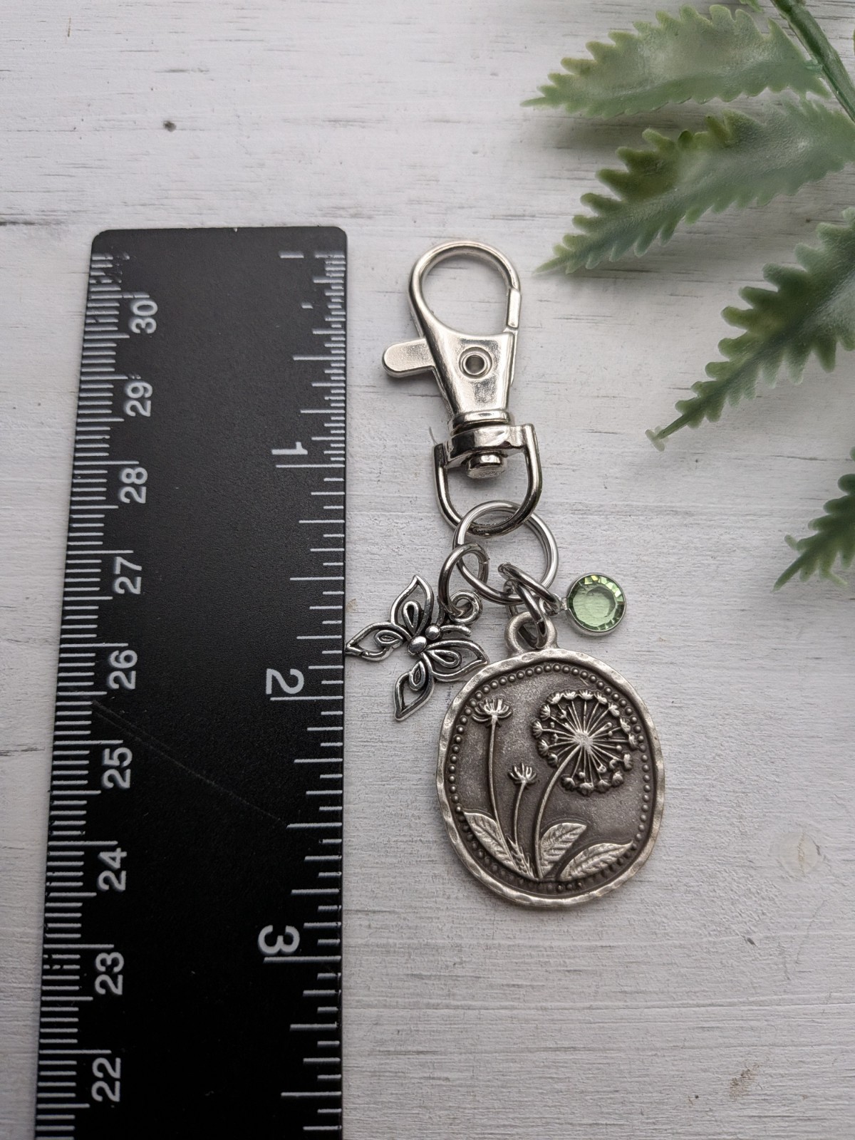 Dandelion Butterfly Bag Charm / Purse Charm / Nature Keychain Gifts