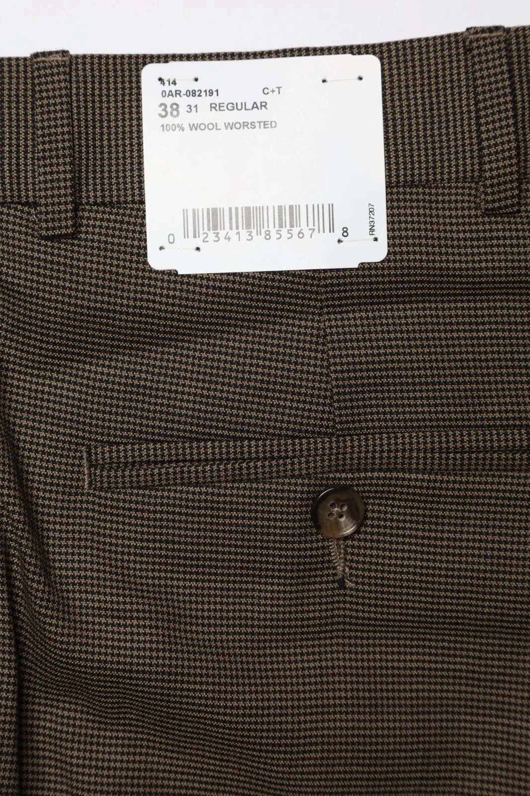 Hickey by Hickey Freeman Birdseye Wool Suit Size 38 R in Brown Black Plaid