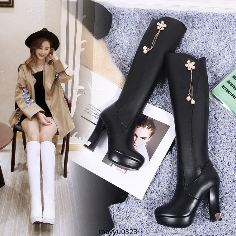 Womens Platform Zip Knee High Boots High Block Heel Winter Shoes Clubwear New