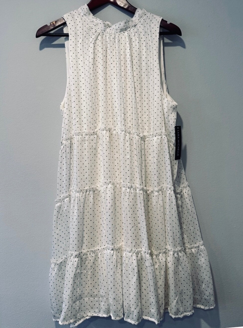 Sara Michelle Woman’s Size XL White with Black Polka Dot Sleeveless Dress NWT