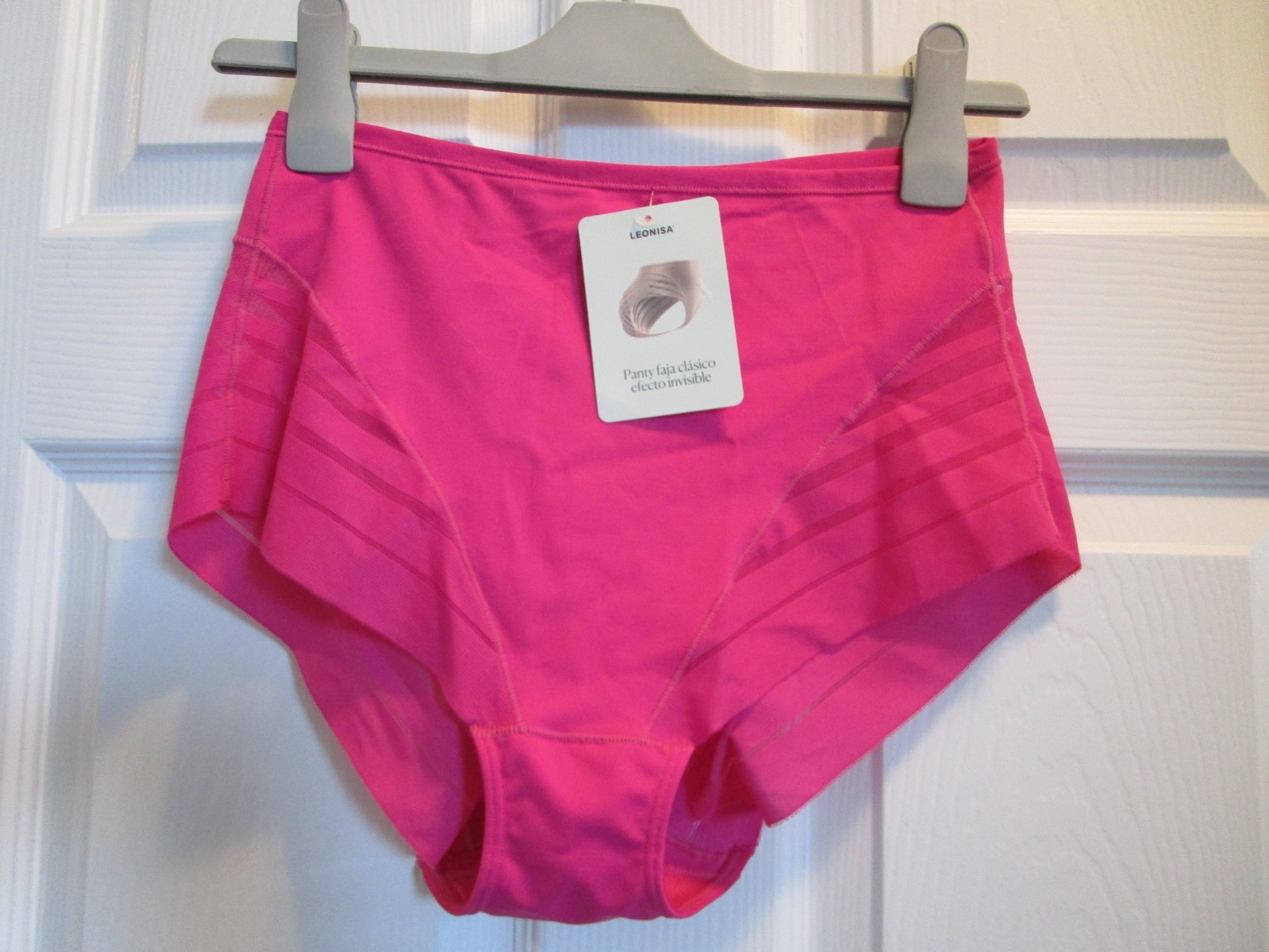 LEONISA LACE STRIPE UNDETECTABLE CLASSIC SHAPER FUCSIA PINK PANTIES SIZE XL NEW