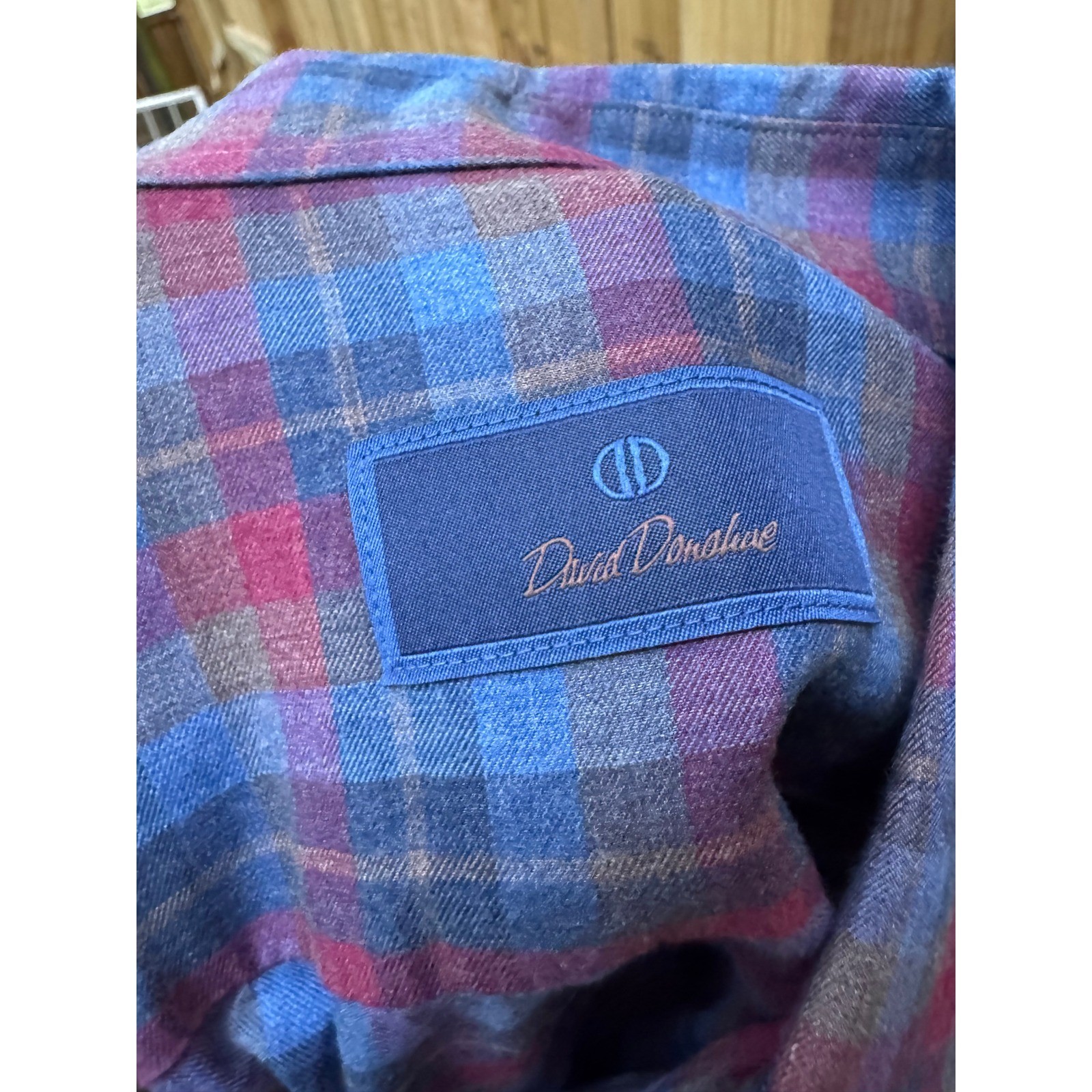 David Donahue Mens Plaid Button Down Long Sleeve Shirt, size S