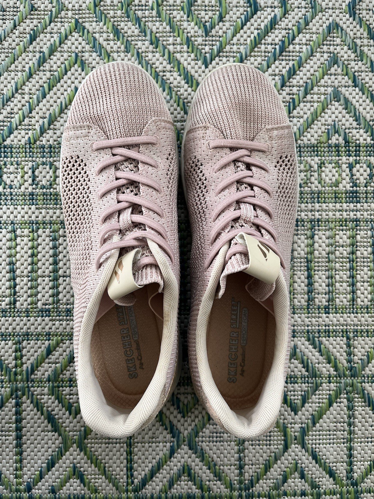 SKECHERS Street Pink Mesh and Leather Sneakers 10 Comfort Shoes Slip On VGUC