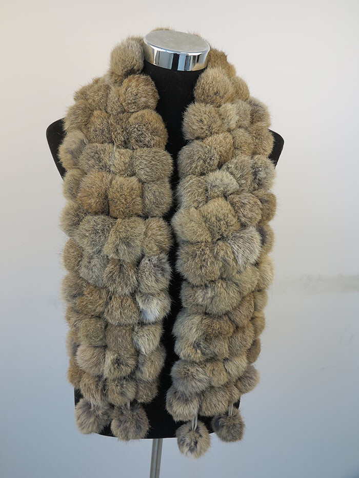100% real rabbit fur pom poms scarf/ cape/ wrap 7 wonderful color available