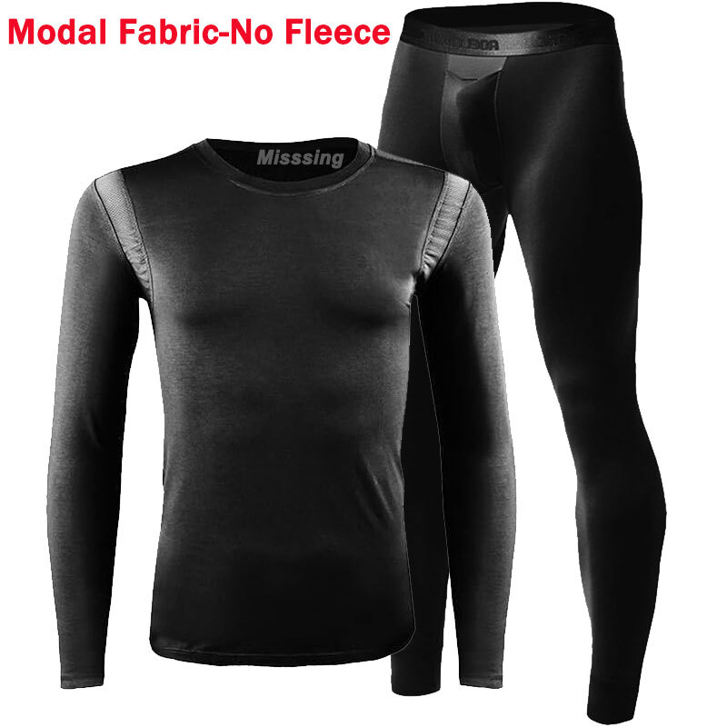Men Thermal Underwear Set Long Sleeve Modal Pajamas Set Long Johns Top & Bottom