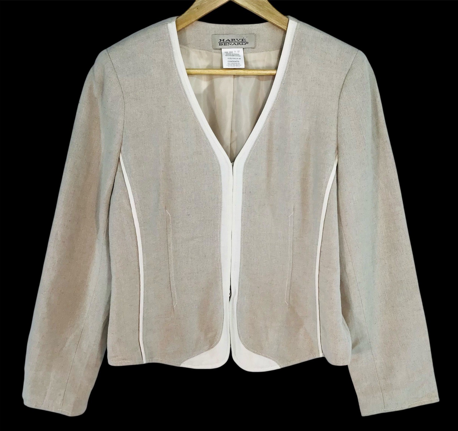Harve’ Benard Linen Blazer Jacket Women’s Size 10 Natural Sustainable Classy
