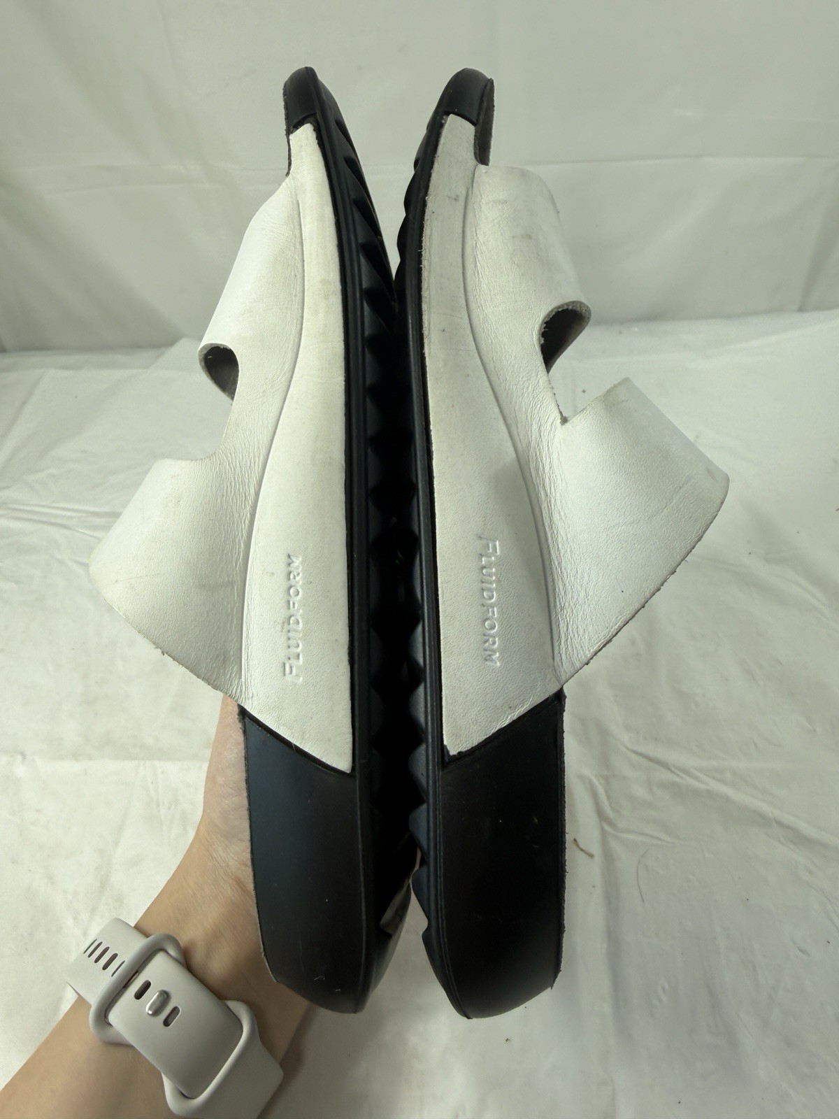 Ecco 2nd Cozmo 2 Band Leather Slide White Sandal Size 6-6.5