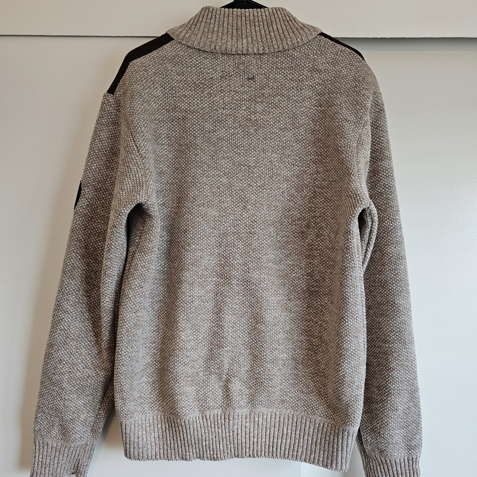 Buffalo David Bitton Full Zip Sweater Men’s L Beige Brown Mock Neck Knit