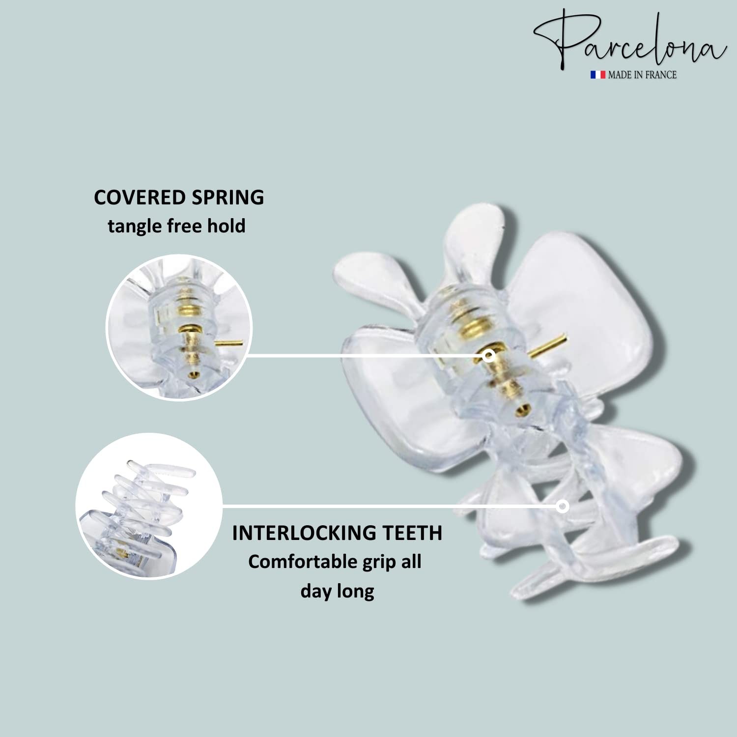 Parcelona French Classic 1.5″ Small Celluloid Set of 3 Hair Claws for Women