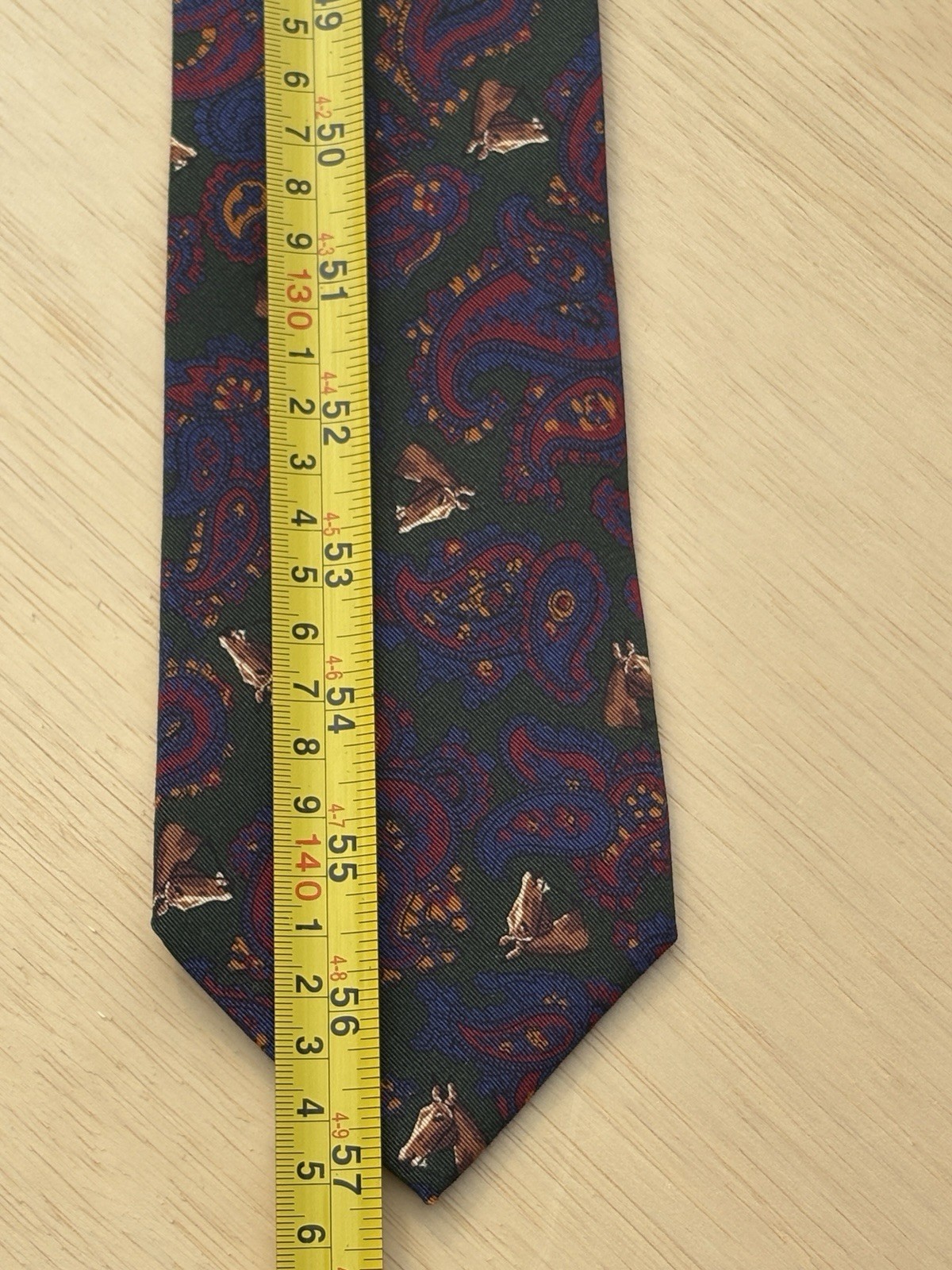 Polo Ralph Lauren Hand Cut Silk Tie Equestrian Horse Stripes Hand Made in Italy