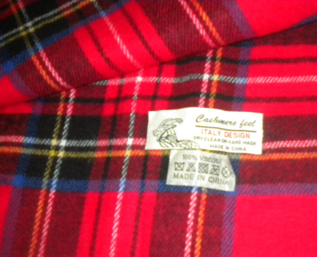OVERSIZED ROYAL STEWART RED PLAID SCARF 30″ W 70″ L CASHMERE FEEL BOX26
