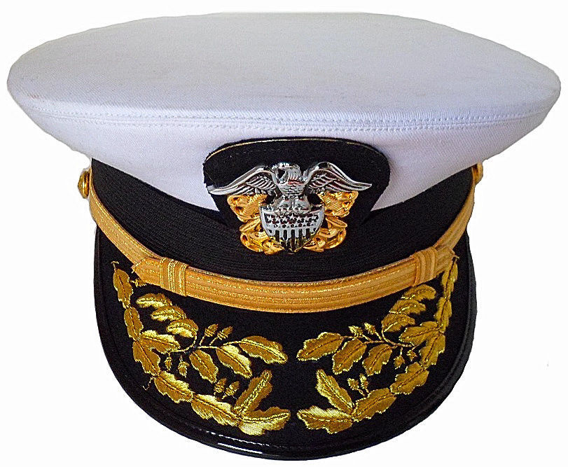US NAVY COMMANDER ADMIRAL RANK WHITE HAT CAP R N COMMANDERS