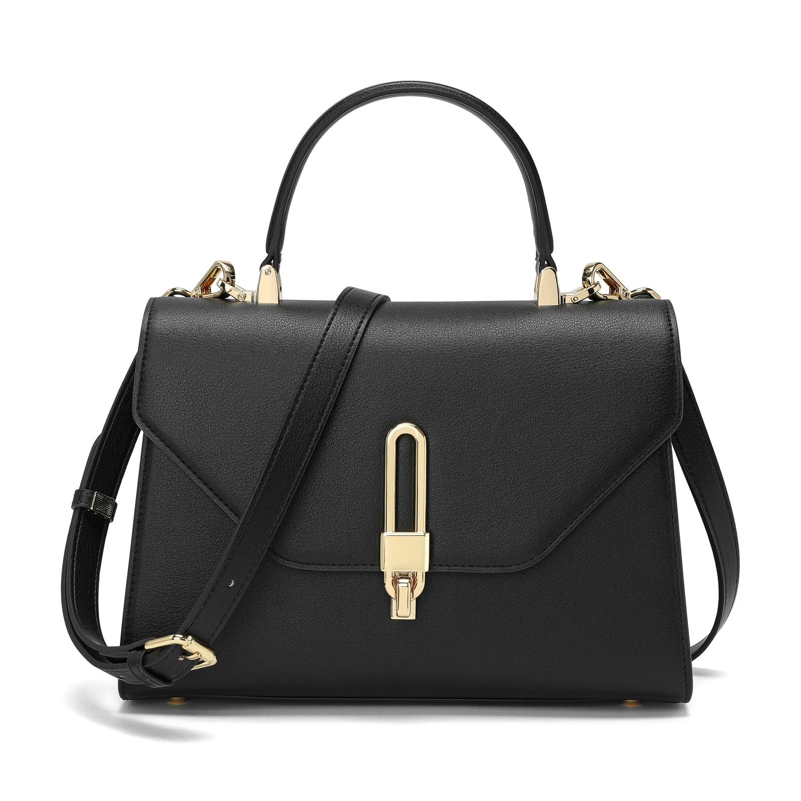 Top Handle Bag Fashion Leather Satchel for Ladies, 10 inches, Black