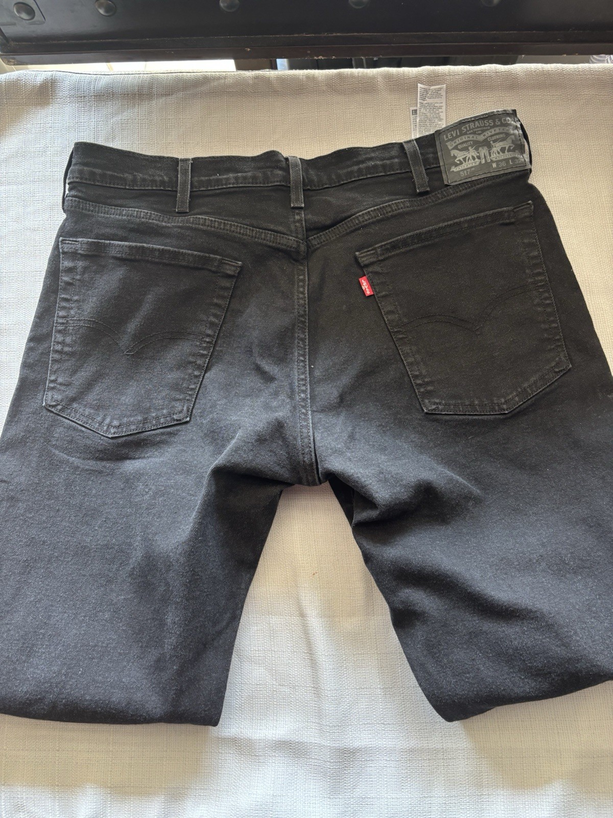 Levi’s Authentic Men’s Black Dark Wash Denim Bootcut Stretch Jeans Long W36 L32