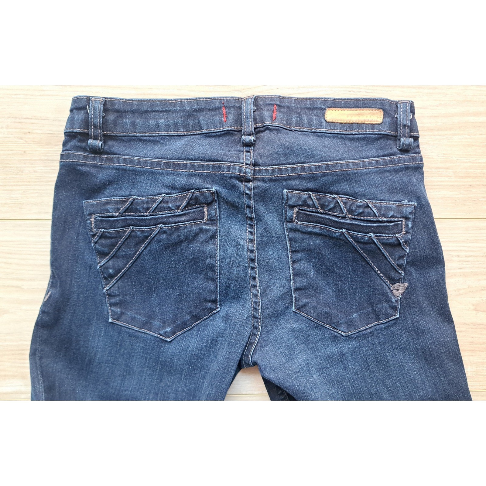 Sanctuary Denim Envy Flare Leg Jeans Dark Wash Indigo Blue Stretch Size 28