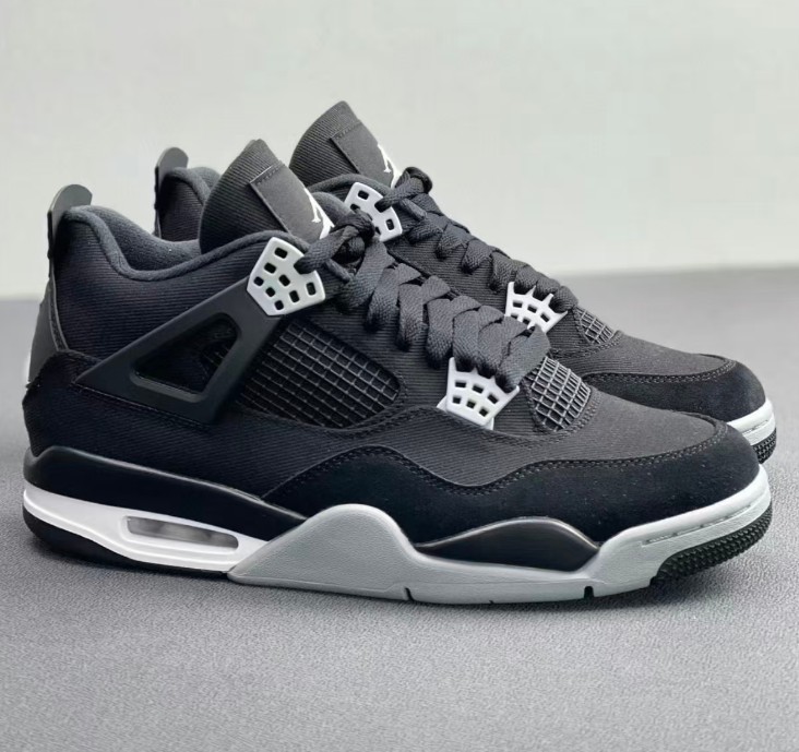 Size US 7-12 Jordan 4 SE “Black Canvas” Retro Basketball Shoes DH7138-006