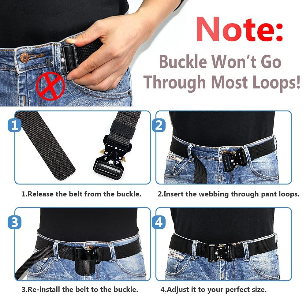 Tactical Belt Men 4 Pack, Compass Military Nylon Web Belt, Heavy Duty Belt Qu…