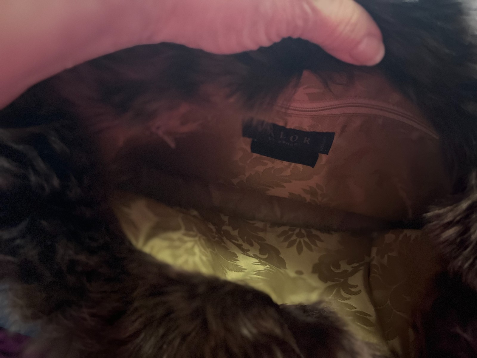 FALOR Le Borse Brown Woven Genuine Leather Fur Trim Shoulder Tote Bag