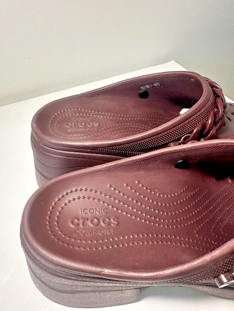 CROCS Siren Dark Cherry Chain Clog Heel W 15 M 13 Comfort Platform Waterproof