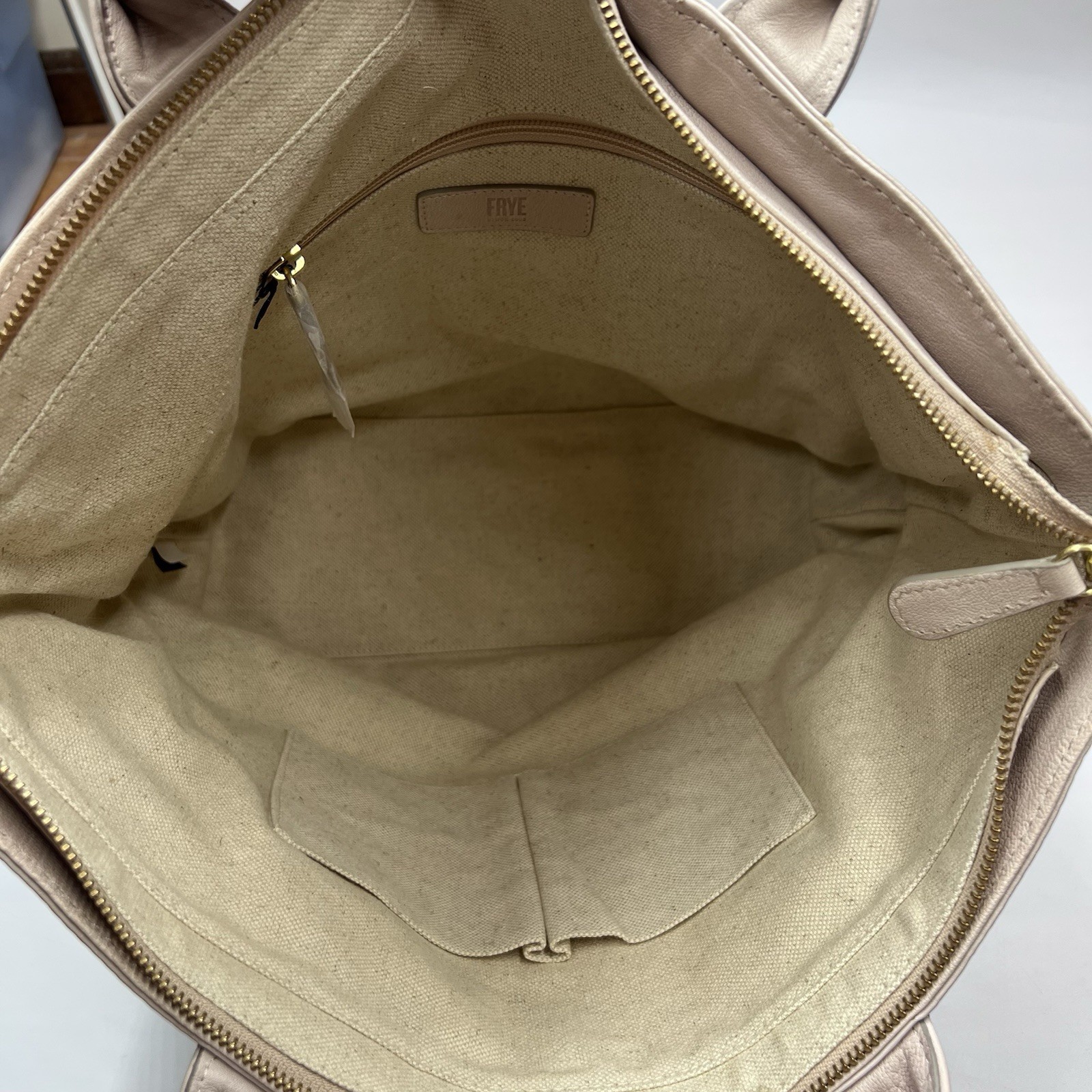 Frye Leather Tote Bag Large Women’s Double Handles Solid Shoulder Handbag