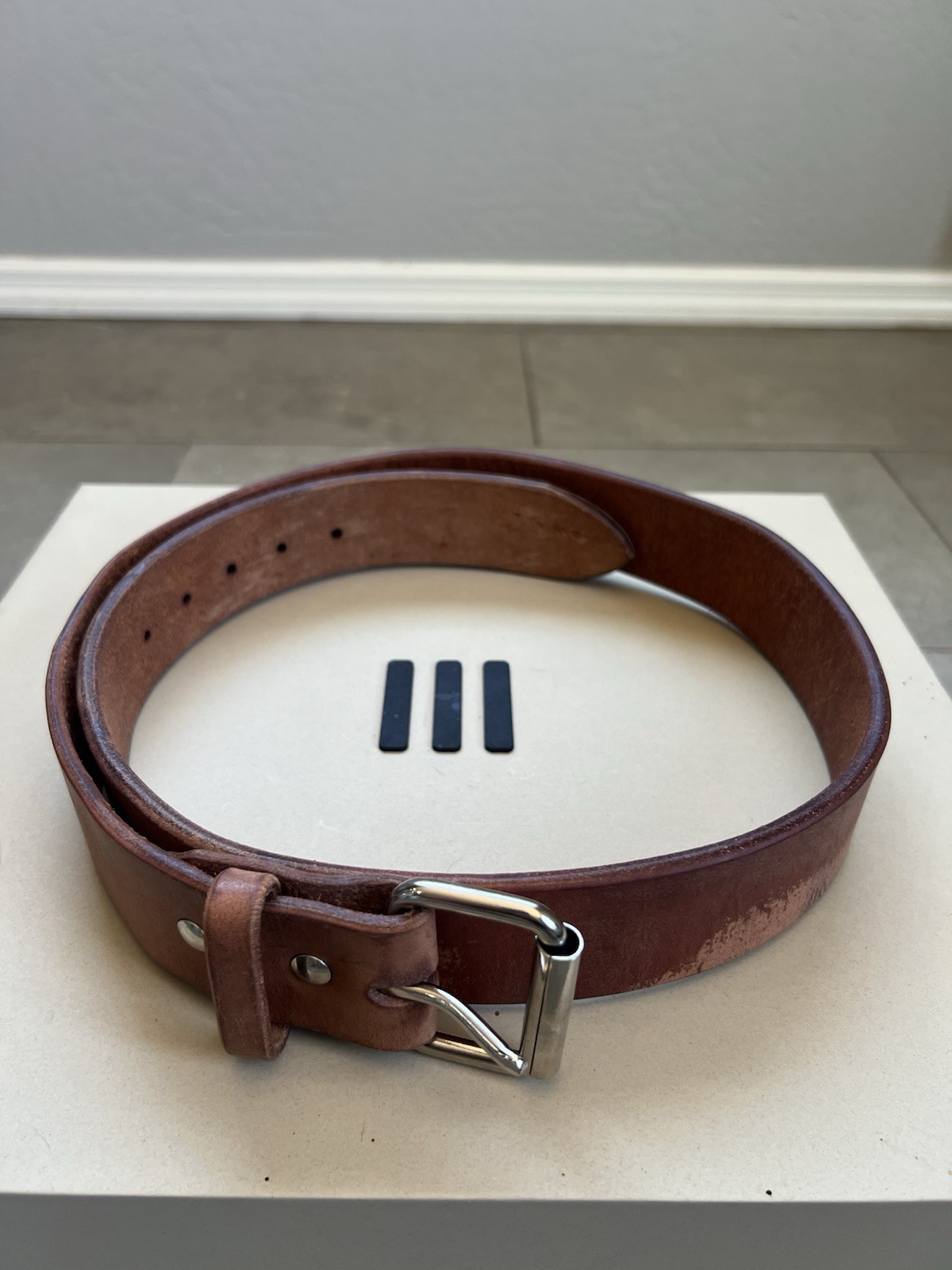 Gustin Heavyweight Steer Hide Hermann Oak Made In USA Brown Leather Belt Sz 40