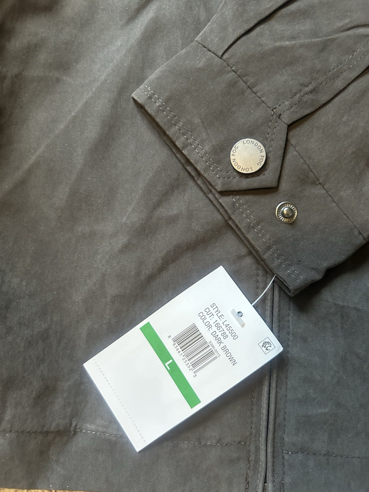 London Fog Men’s Brown Full Zip Jacket Point Collar Regular Fit Size L