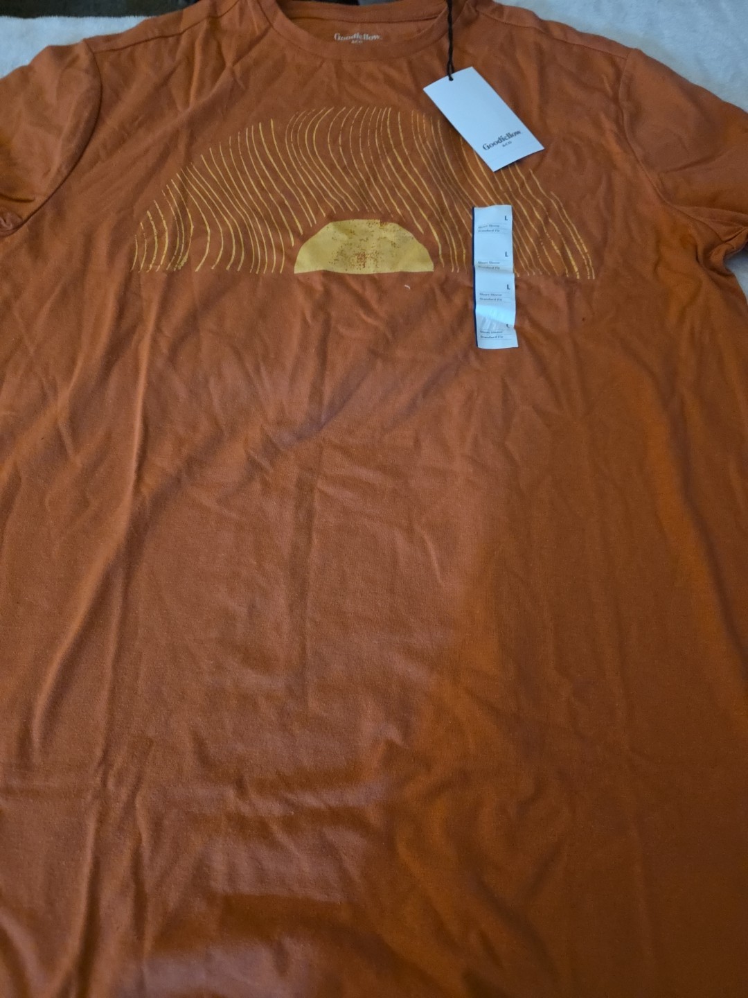 Goodfellow Graphic Tee Large Divine Red Sunset T-Shirt Beachy Nautical Boho Nwt