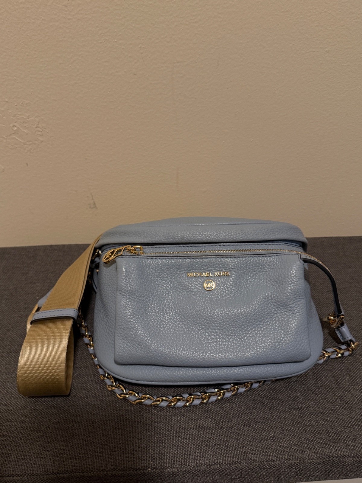 Michael Kors Slater Powder Blue Pebbled Leather Belt Bag Fanny Pack