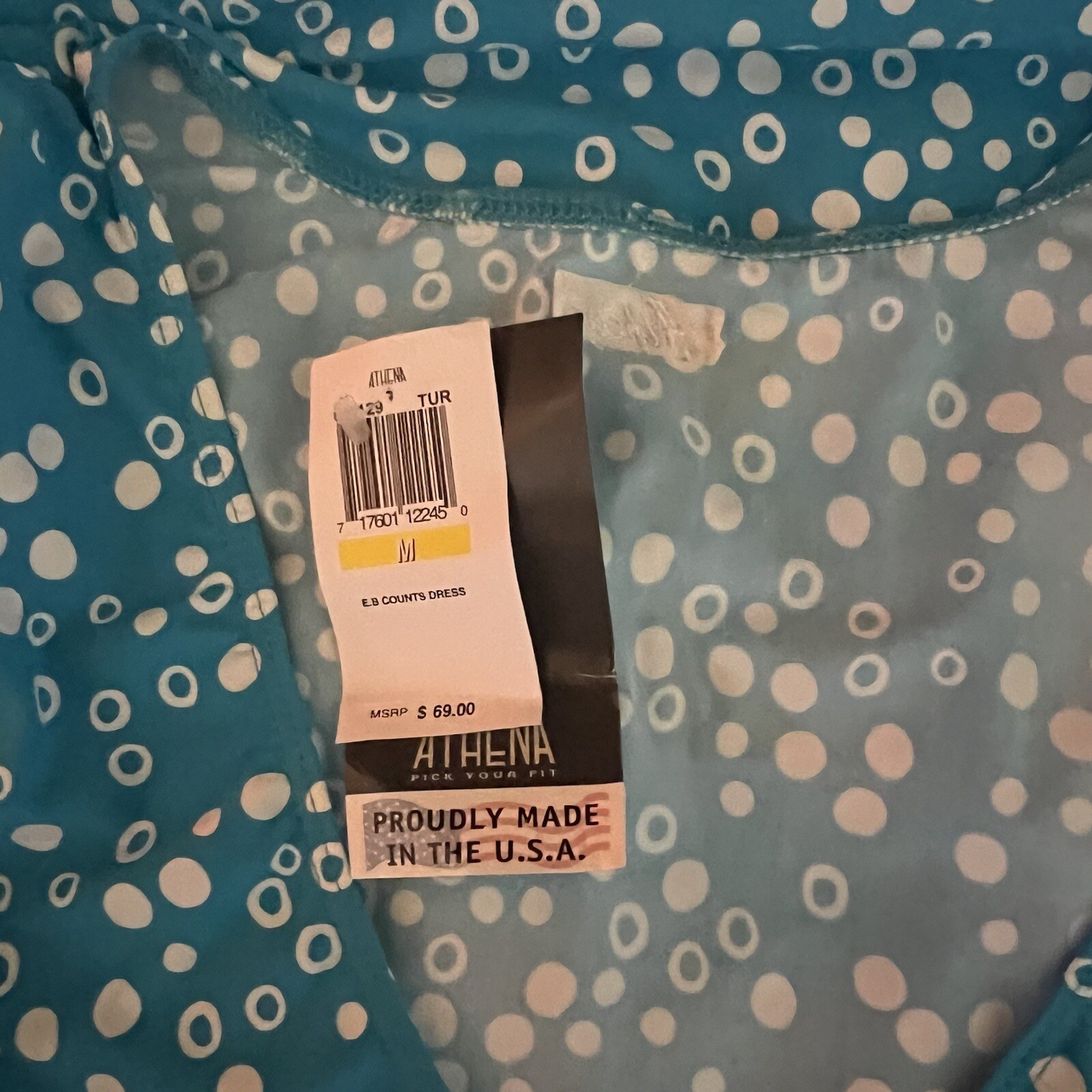 Athena Turquoise and White Bubbles Circles Polka Dots Swimsuit Cover Up M NWT