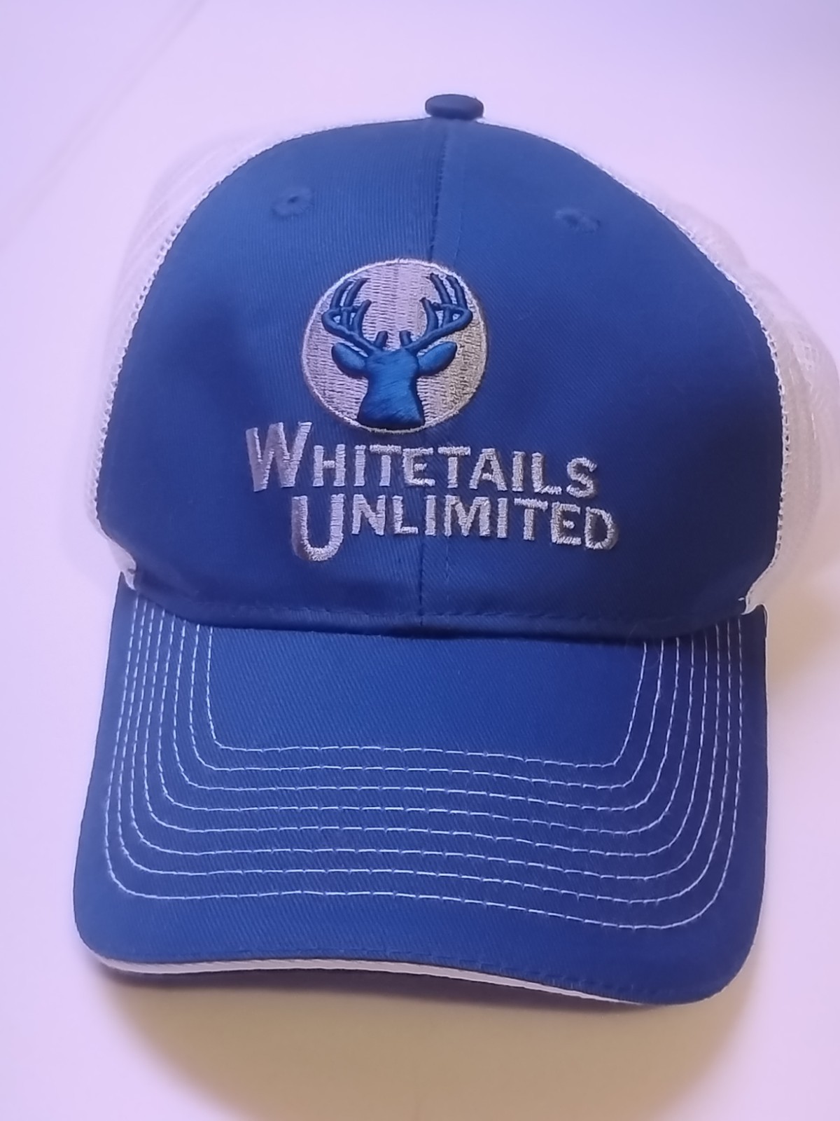 Whitetails Unlimited Navy Blue Trucker Hat Mesh Breathable Break In Feel To It