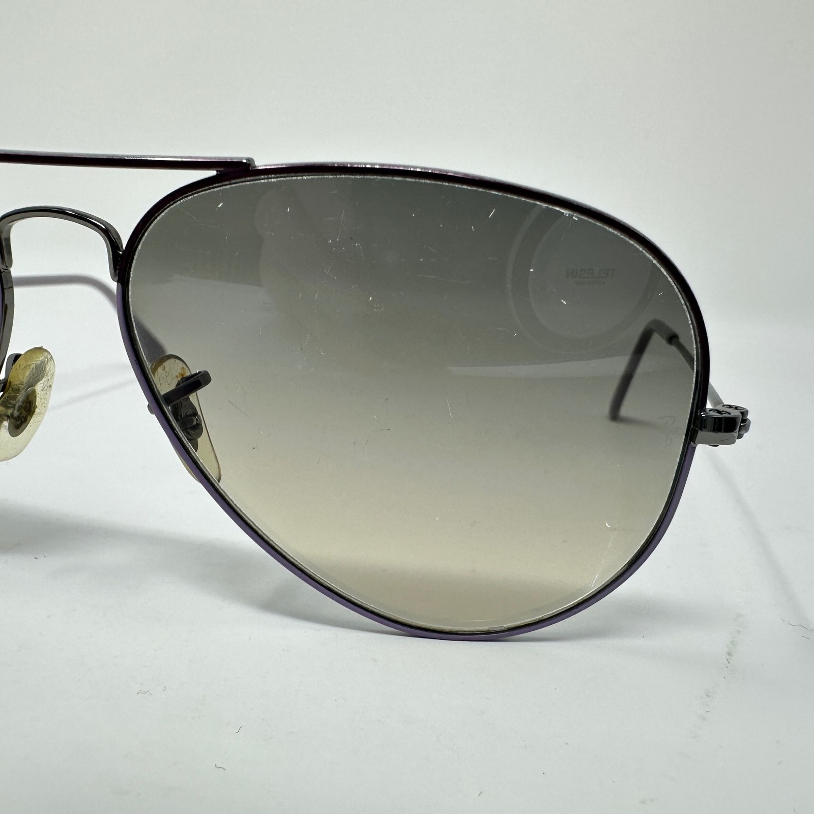 Ray-Ban Aviator Sunglasses Unisex Large Metal RB3025 Purple Frame Lens Scratches