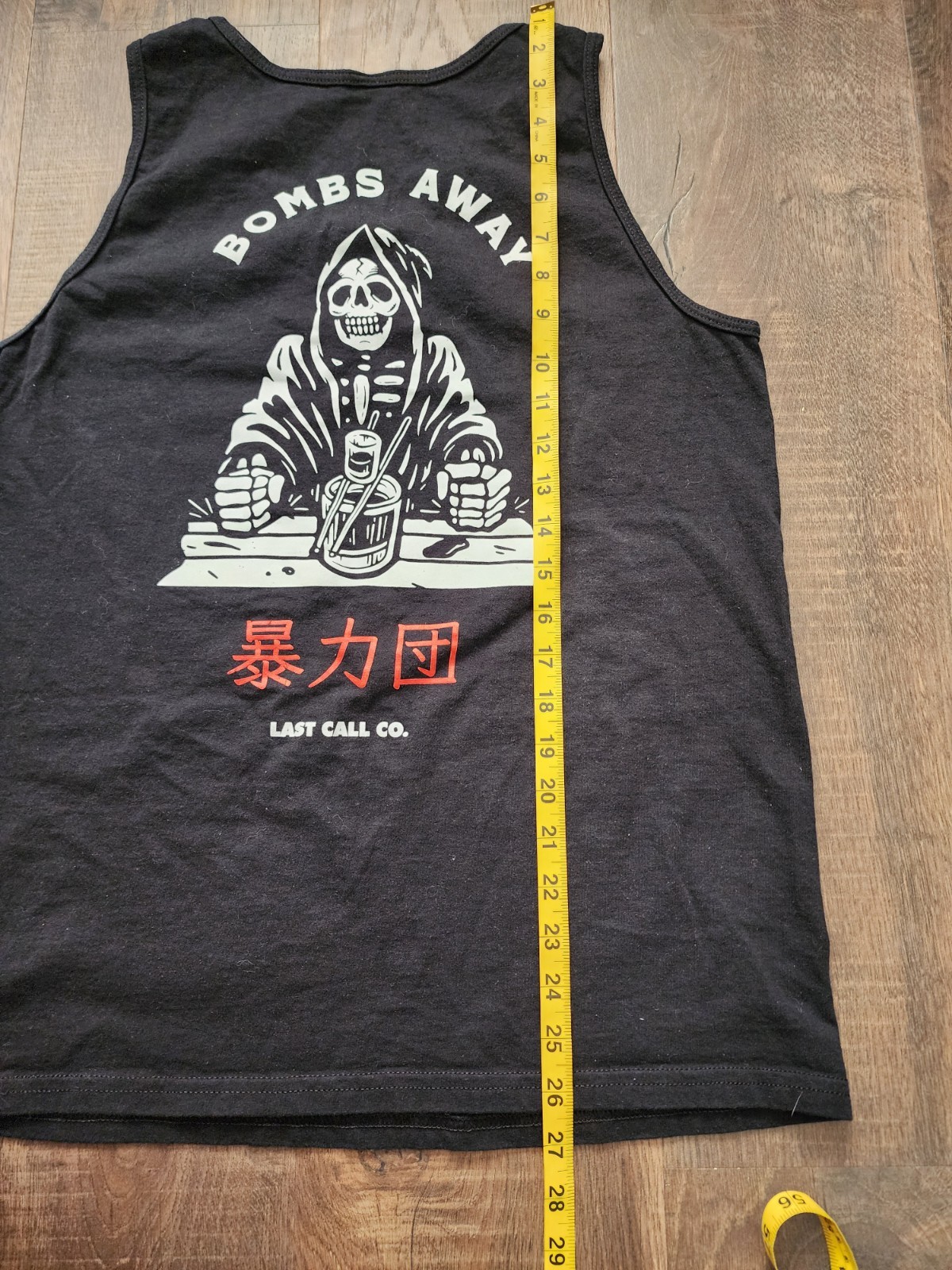 Last Call Co. Men’s Bombs Away Skeleton Skull Graphic Tank Black Cotton M