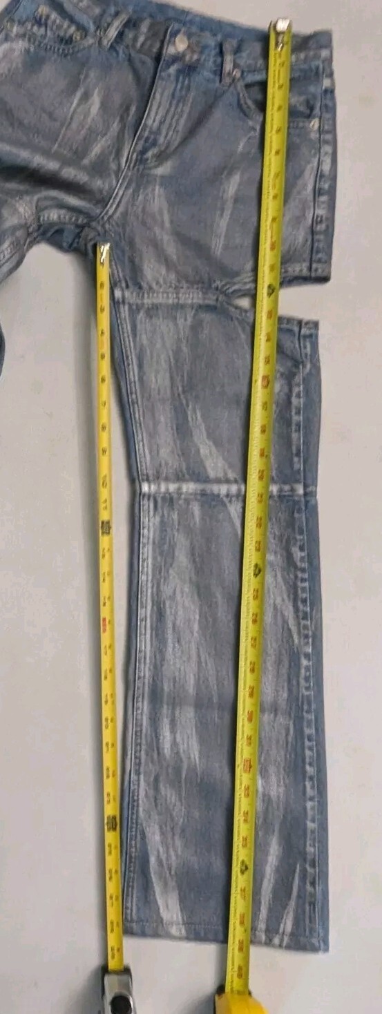 Source Unknown Blue Cut Out Coated Jeans Stone Washed Women’s Sz Medium