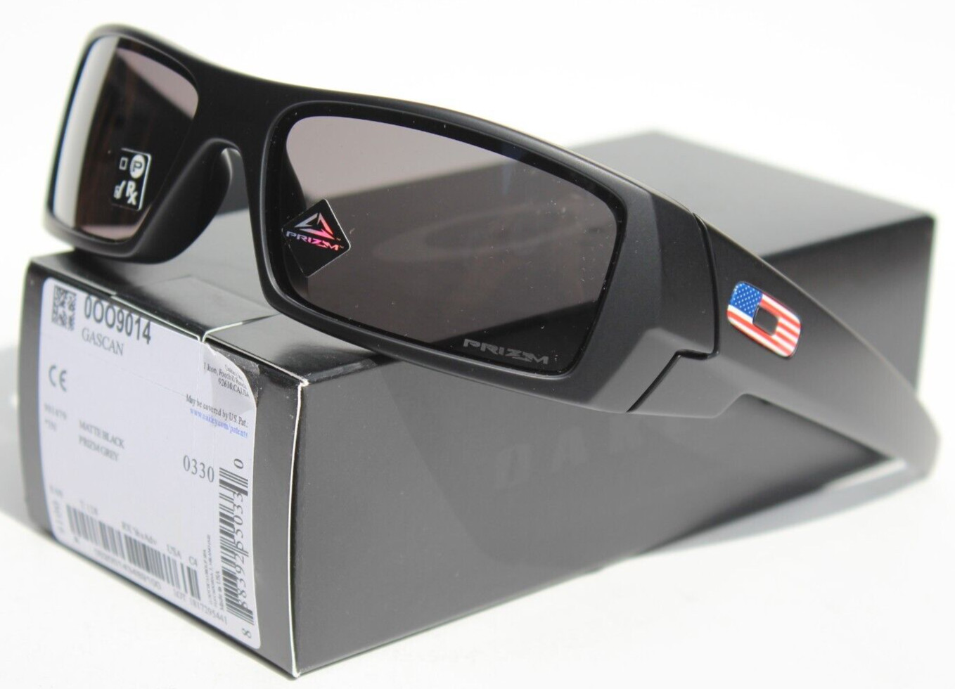 OAKLEY Gascan Sunglasses Matte Black/Prizm Grey SI USA FLAG RARE NEW OO014-79