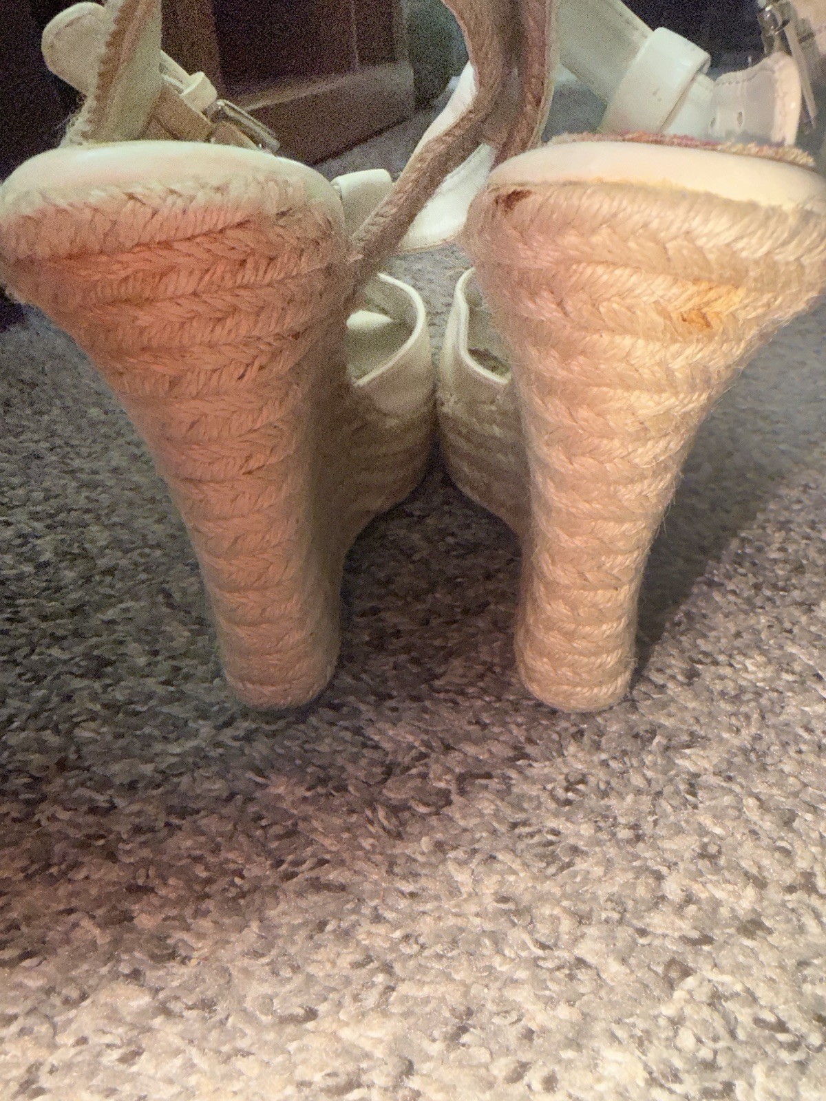 Women’s Cream Lace Espadrille Platform Wedge Sandals SZ 8.5-9