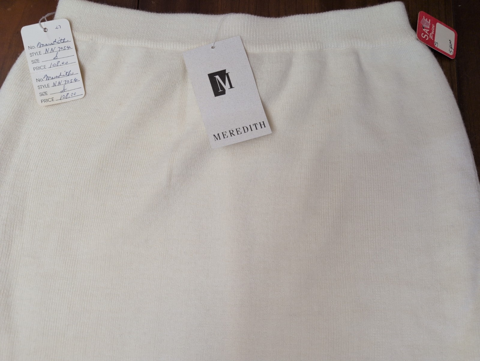 Vintage Meredith Vanilla Long Ribbed Knit Straight Skirt S Lambswool Lined Slit