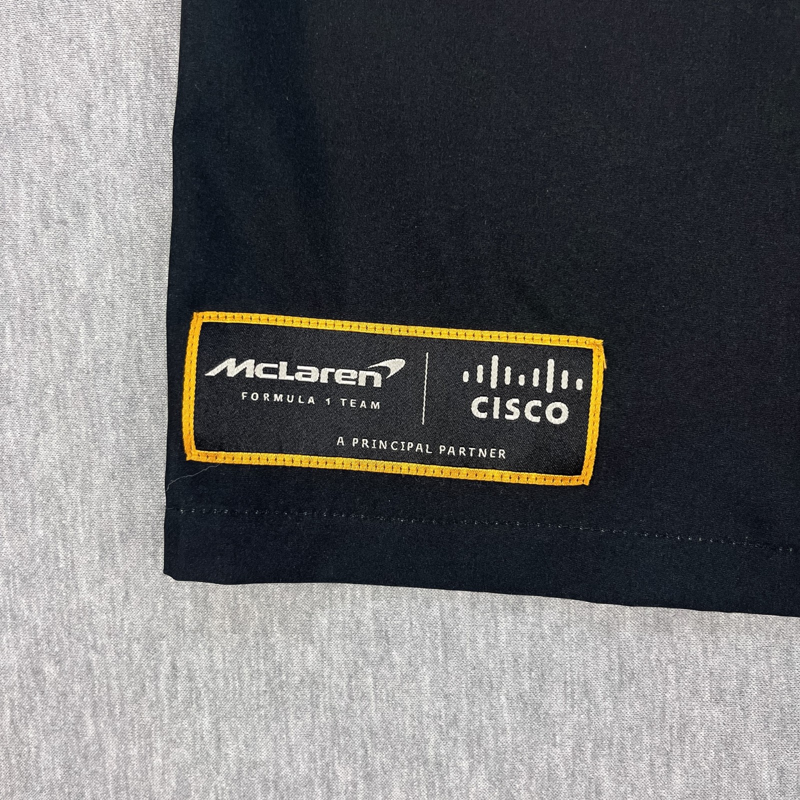 McLaren Formula 1 Team Official Logo Shirt Mens S Black Cisco Partner Stretch