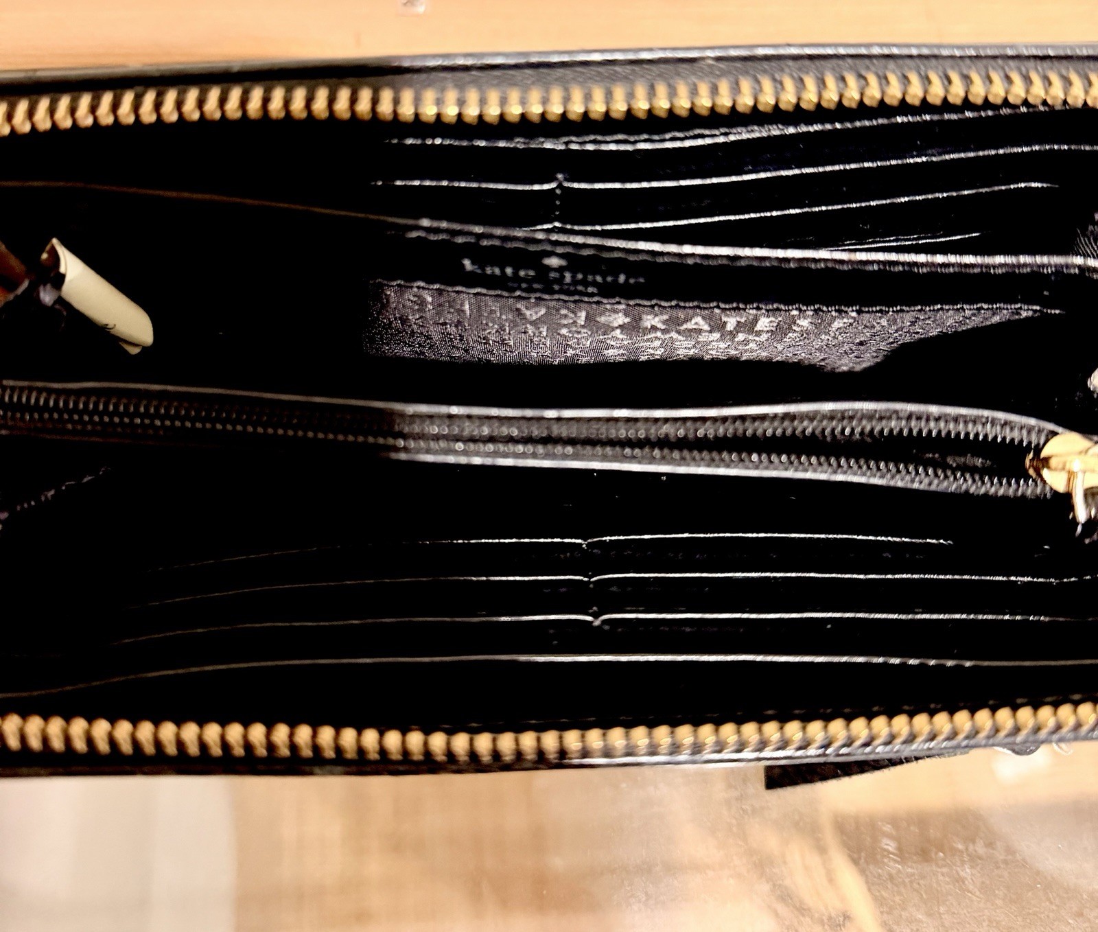 kate spade new york Black Zip-Around Wallet Tassel Logo Women’s Credit Card