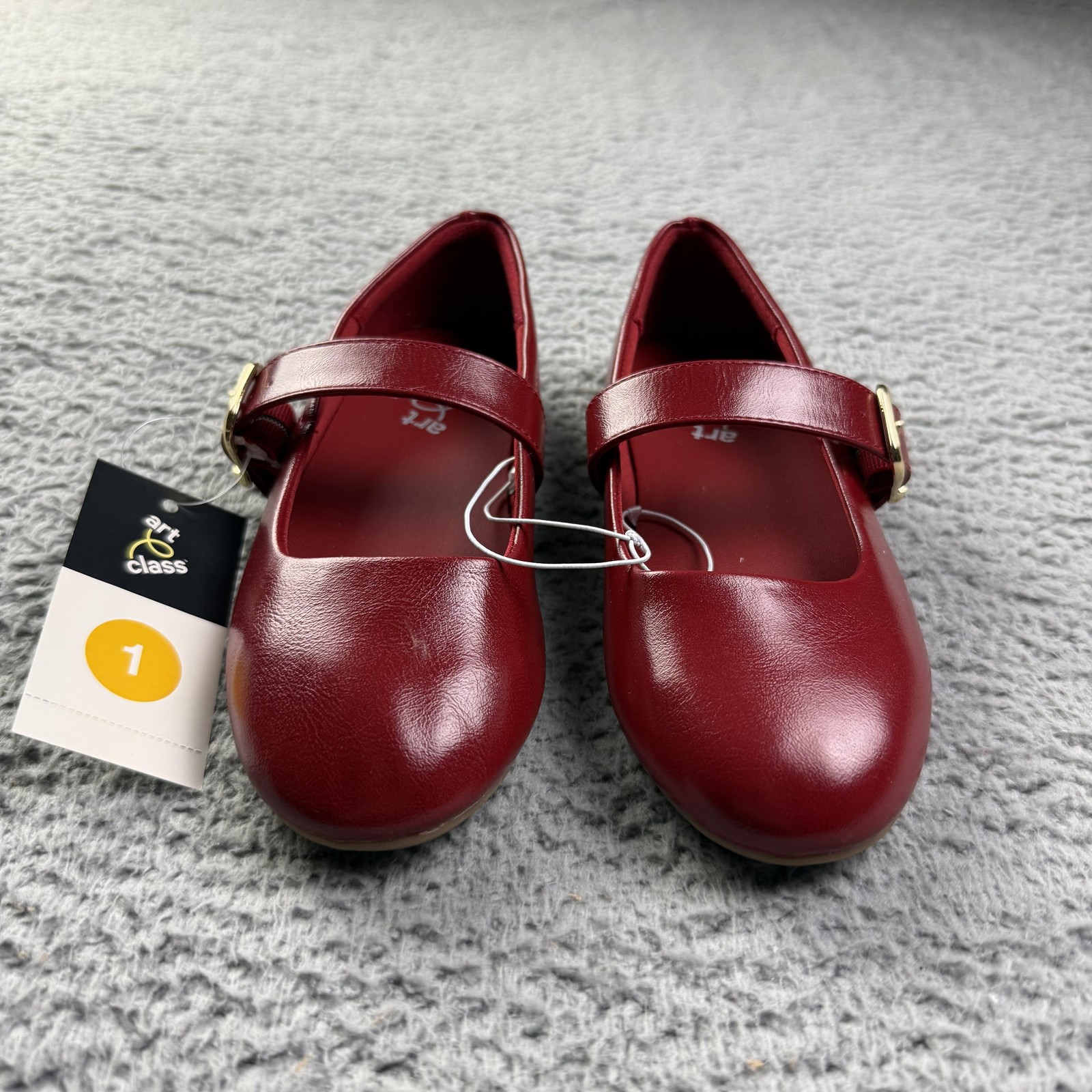 Art Class Shoes Girls Size 1 Red Kaira Mary Jane Flats Buckle School Dress New