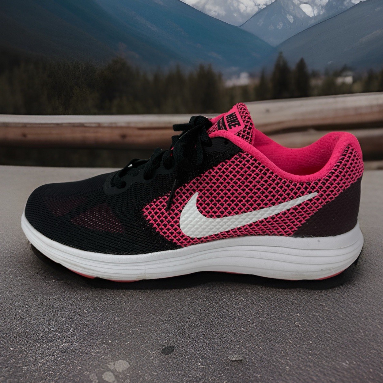 Nike Revolution 3 Black Pink Women US Size 8 EUR 39 Running Walking Casual Shoes