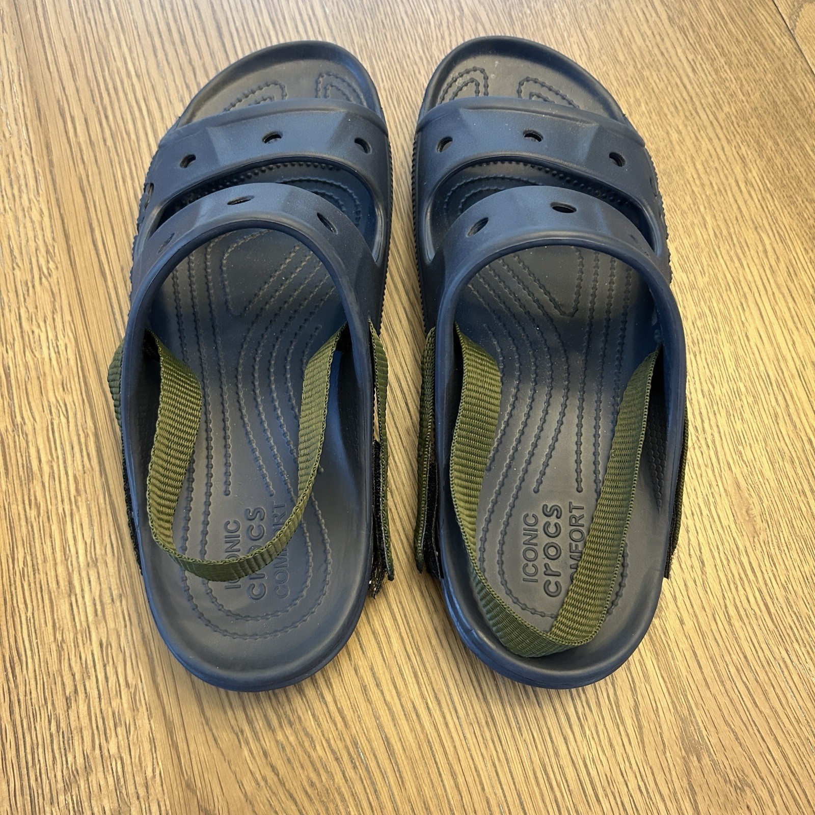 Crocs Men’s Size 12 Baya Slide Sandals Navy Blue Modified With Strap