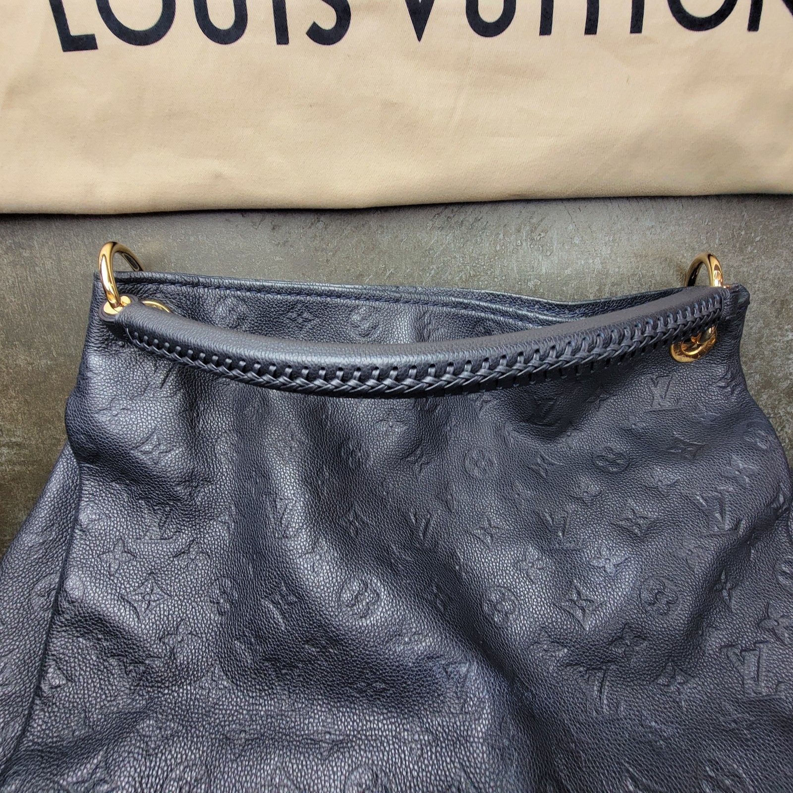 LOUIS VUITTON Artsy MM Monogram Empreinte Infini Blue Hand Bag Papers & Boxes