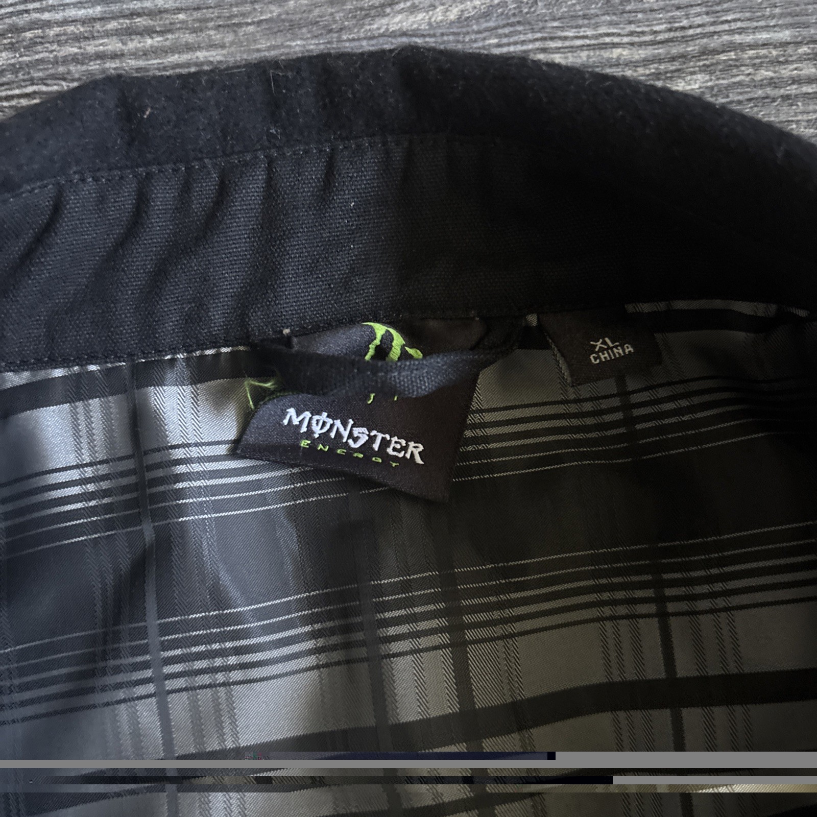 Monster Energy Embroidered Mens XL DayBreak Black 40% WOOL Snap Jacket Shacket