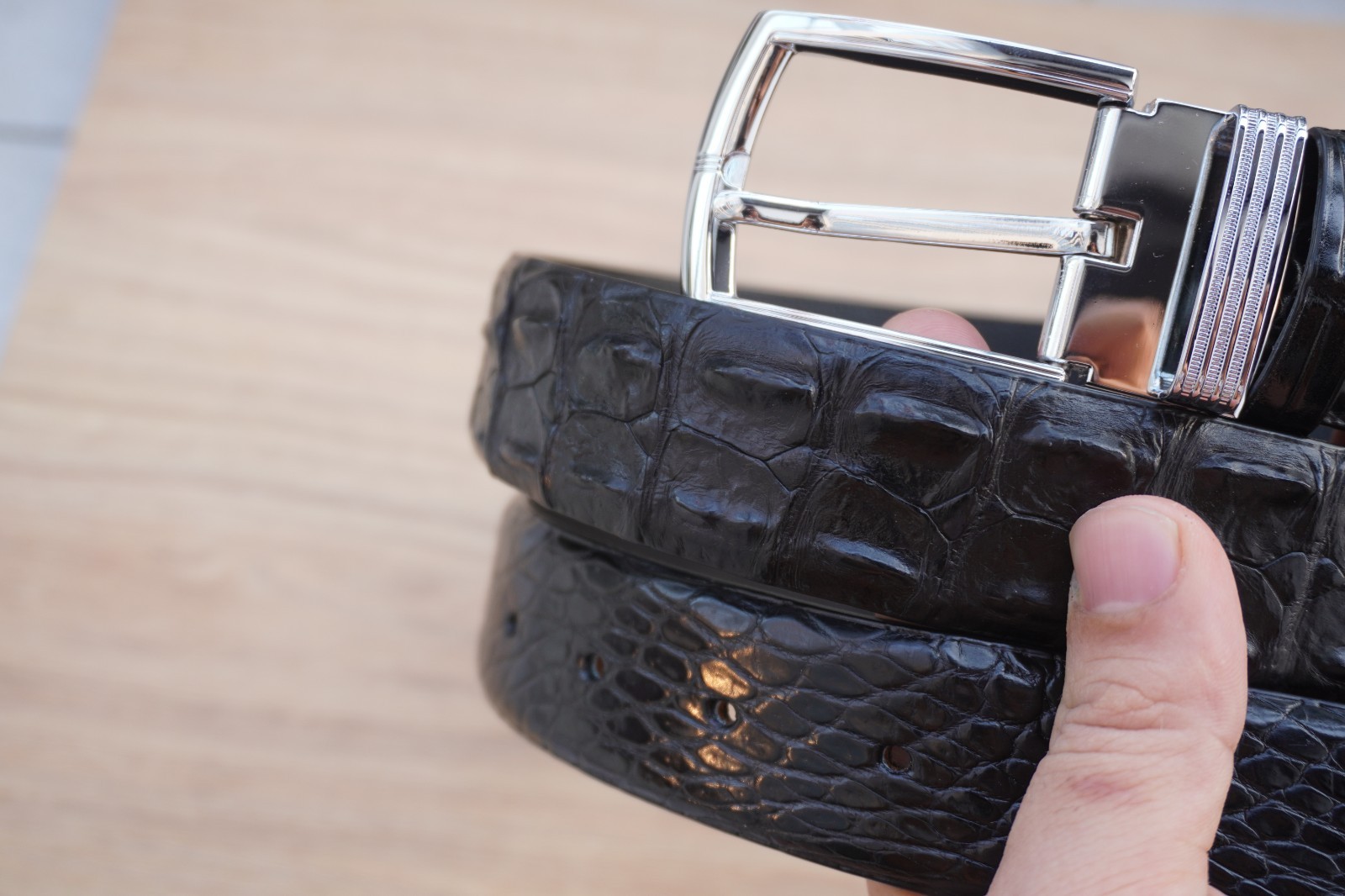 Black Real Genuine CROCODILE LEATHER Skin Men’s Belt W 1.3 inch #Y26