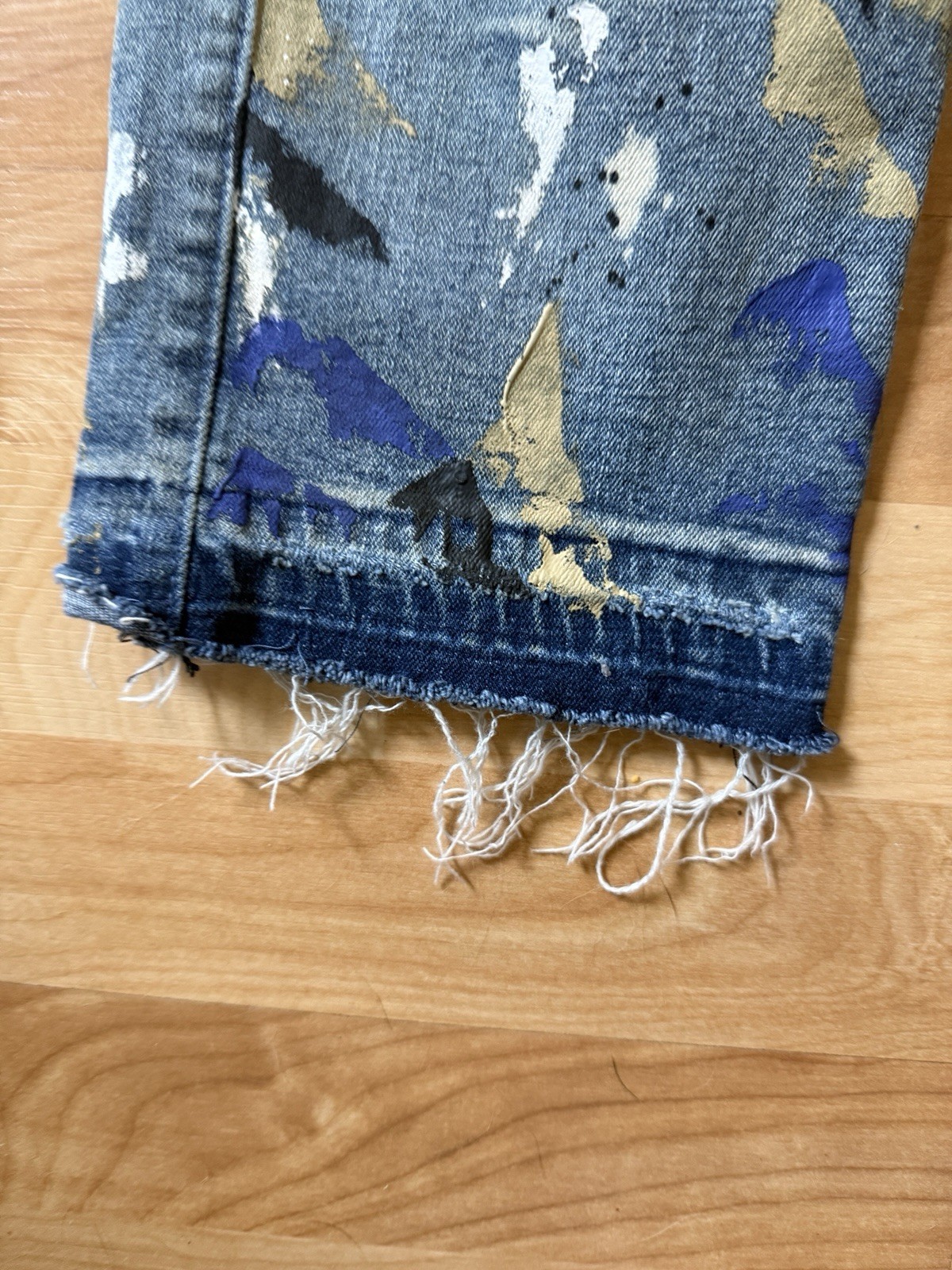 First Row Utility Cargo Repair Distressed Denim Jeans Size 38X32